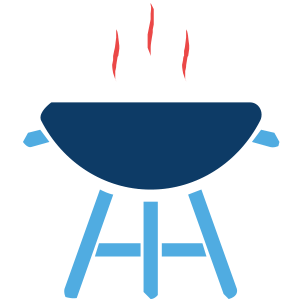 Symbol eines dampfenden Grills