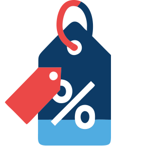 Symbol eines Preisschildes mit Prozentzeichen